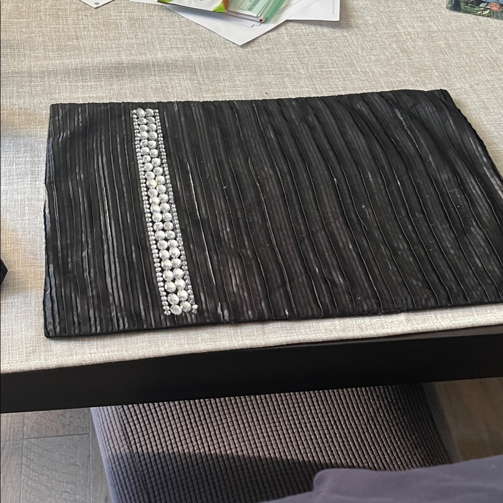 Elegant Black Clutch with Rhinestone Detail